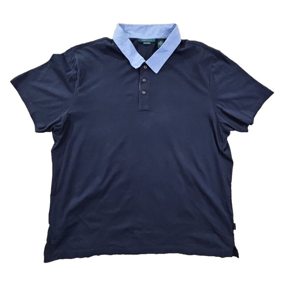 Perry Ellis Polo Shirt Men's Size XXL Navy Blue Pima Cotton Performance Golfwear